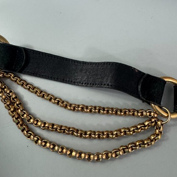 Patricia Green Details Genuine Black Leather & Gold Chains Belt, Women\'s Size M main image 12
